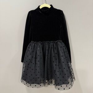 Black Velvet Dress with Polka Dot Tulle Skirt